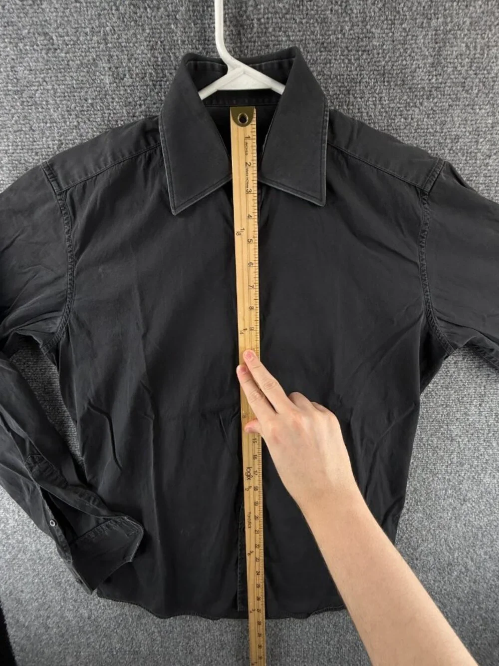 Gucci Italy Black Button Up Shirt Point Collar Size 15 Cotton Long Sleeve Solid